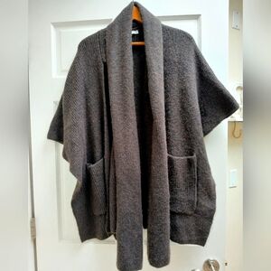 NEW. Zara open cardigan with attached scarf in dark brown